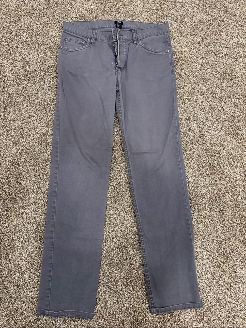 Men H&M Gray Straight-Leg Jeans